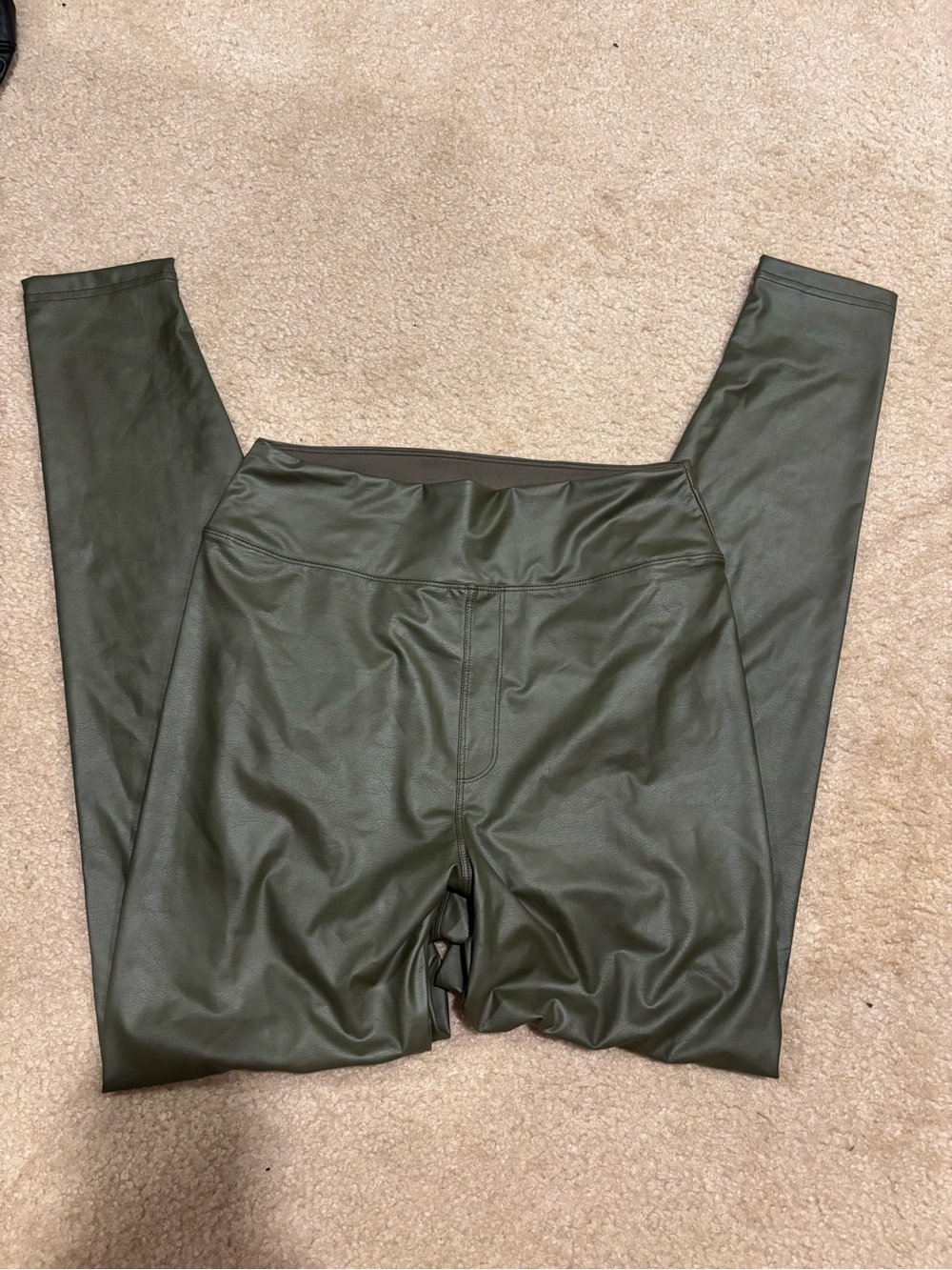 Aerie Green Faux Leather Leggings